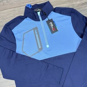 Ralph Lauren RLX Performance Jersey Quarter Zip Shirt‎ Stretch Blue SMALL NEW